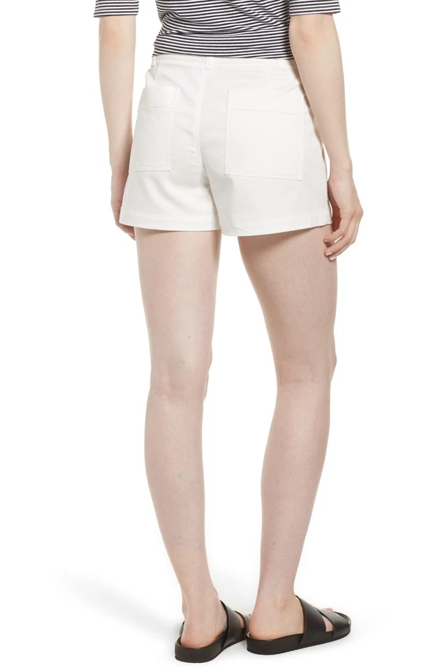 Pantalones cortos para mujer Nordstrom Signature 152415 parche bolsillo talla 4 Blanco Foto 3 de 3