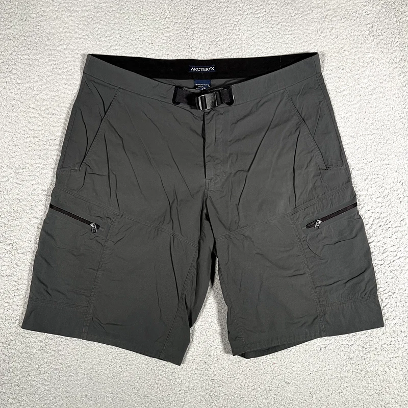 arcteryx belted outdoor hiking casual preppy pockets logo shorts