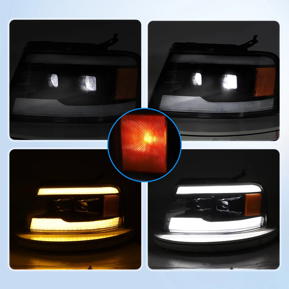 LED Projector Headlights Sequential Turn Signal For 2004-2008 Ford F150 W/DRL  Foto 2 de 4