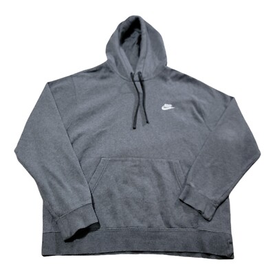 Nike Sportswear Club Fleece Pullover Hoodie Gray Mens Sz Large