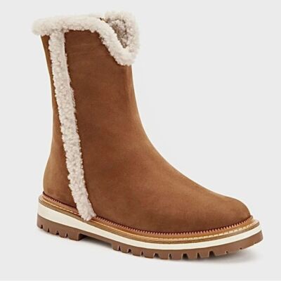 Aquatalia Helana Boots Shearling Brown Suede Water Resistant Women's Size 