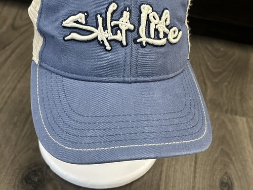 Salt Life Hat Cap Snap Back Youth Blue White Mesh Fishing Outdoor Adjustable - Picture 3 of 10