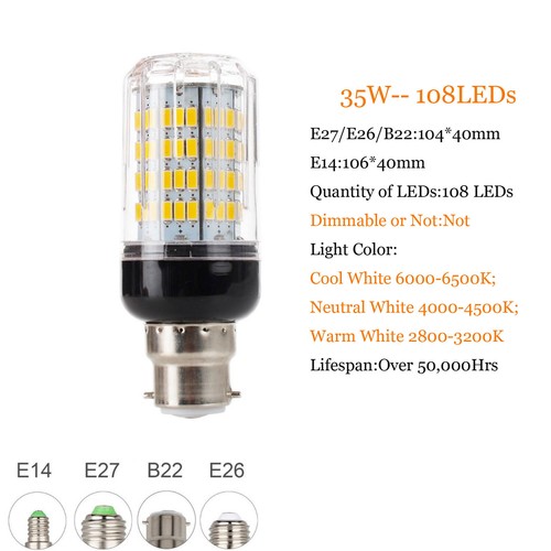 E27 E14 LED Mais Birne 5730 SMD 9W 12W 15W 20W 25W 30W 35W Helle weiße Lampe - Bild 11 von 23