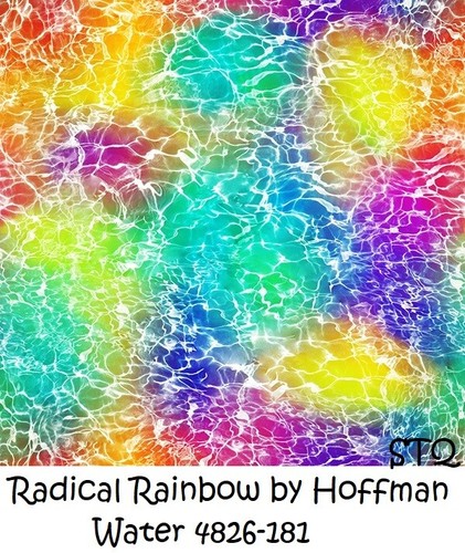 Colorful Radical Rainbow Clouds Cotton Quilt Fabric by Hoffman BTY 4825-181 - 第 2/9 張圖片