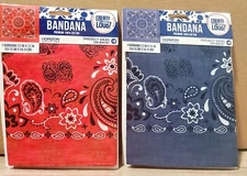 Lot Of 2 Create Out Loud 22"x22" Bandana 100% Cotton 1 RED, 1 BLUE Crafts. NEW