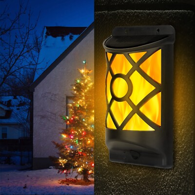 1-8 PCS Solar Flame Lights Outdoor Flickering Flames Wall Night Lamp Garden Lamp