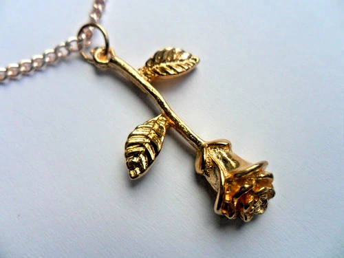 Unusual Rose Gold  Rose Chain Necklace Gothic /  Punk