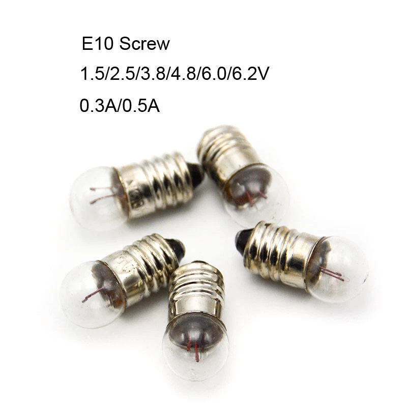Instrument Lamp Bead E10 Screw Small Light Bulb 1.5V ~ 6.2V 0.3/0.5A Size 9x23mm - Image 2 of 4