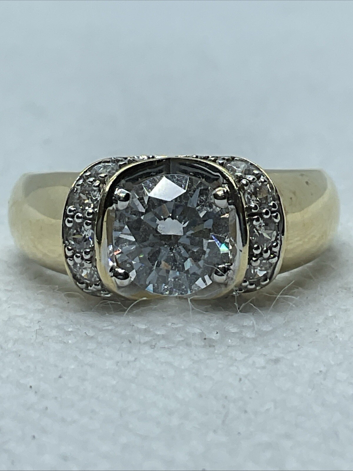 AWESOME Solid 14K Yellow Gold Solitaire White CZ … - image 5