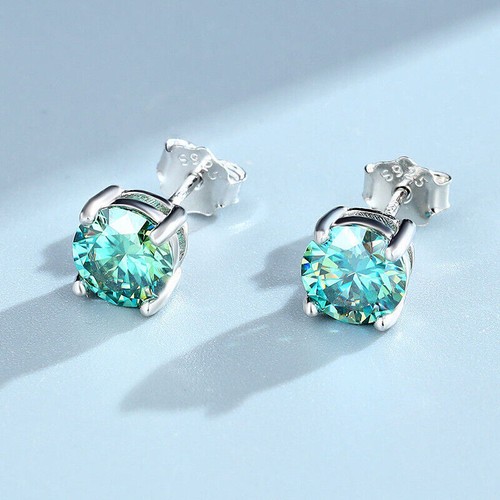 1-4Ct Round Cut VVS1 D GRA Moissanite Stud Earrings Unisex S925 Sterling Silver - Picture 17 of 26