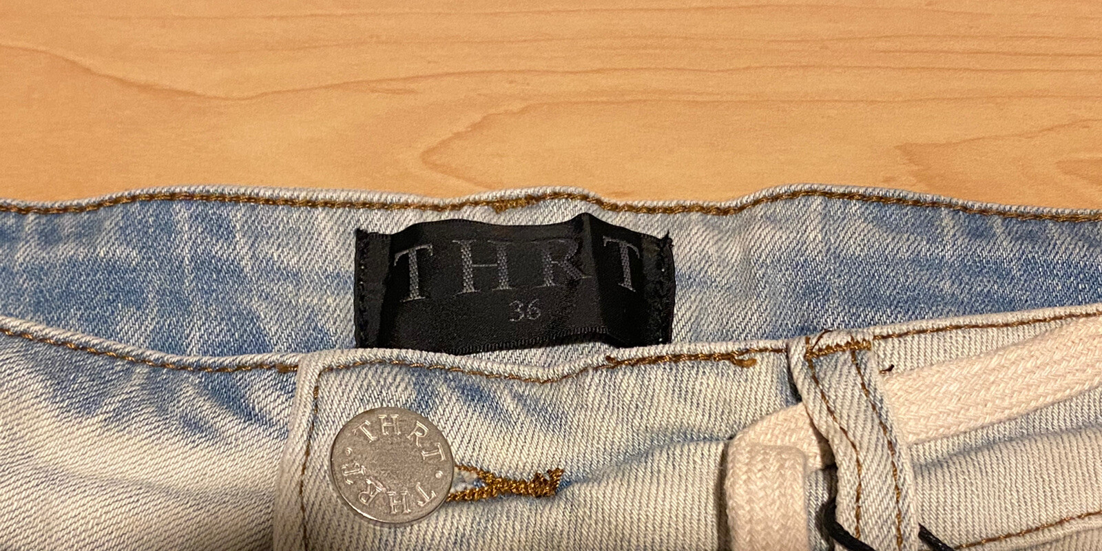 THRT DENIM  Ripped JEANS Pants SIze 36 RARE NEW Distressed Blue NWT image 5