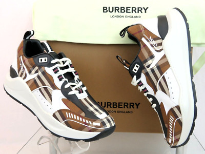 【BURBERRY】送料/関税込 VINTAGE CHECK SUEDE LEATHER SNEAKERS Check, Suede and Leather Sneakers in Archive beige - Men