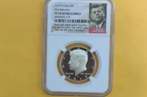 2019-S KENNEDY HALF DOLLAR CLAD PROOF  NGC PF 70 FIRST RELEASES