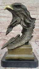 Bronze Sculpture Art Deco Metal Animal American Bald Eagle Bust Marble Base SALE
