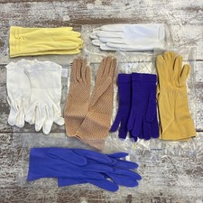 Vintage 1960's Ladies/SMALL Gloves Lot 7 Pairs Pink White Yellow Beige