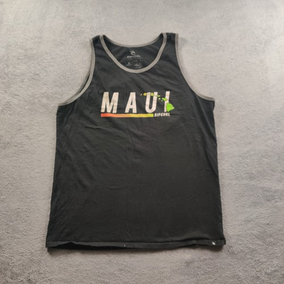 #ad Rip Curl Shirt Adult Mens Large Black Tank Top Sleeveless Maui $4.99