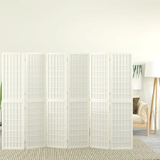 Room Divider Shoji 240x170cm White Solid Fir Wood Folding Privacy Screen Panel.