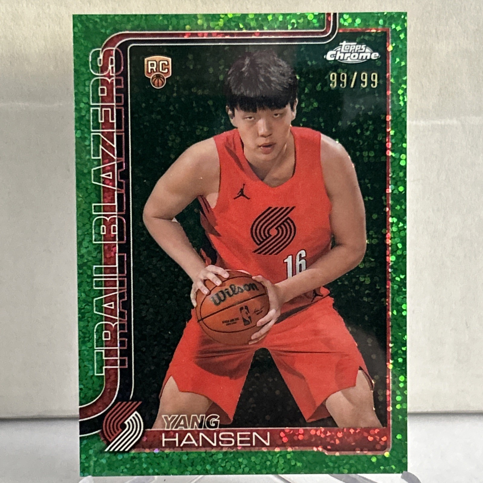2025-26 Topps Chrome Yang Hansen Image Variation Green Speckle RC  99/99