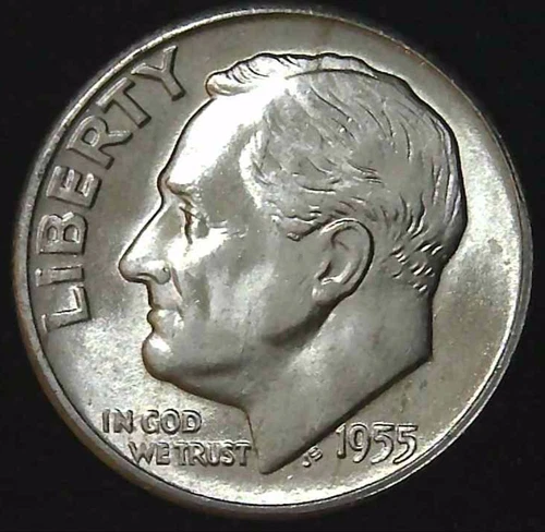 1955-S 10C Roosevelt Dime BU 90% Silver 26owt0306-1