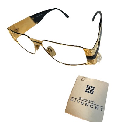 Givenchy New 153 VTG sunglasses frames Gold Blk Italy 1980 Cris Brown Vidio RARE