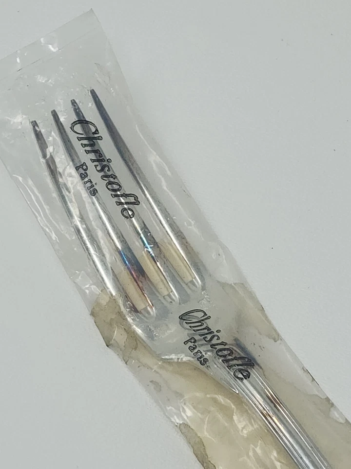 Tenedor de cena Christofle France cubiertos Chinon plateado 8" Foto 2 de 4