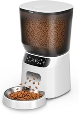 Automatic Cat Feeder, Cat Food Dispenser with Stainless Steel Bowl, Timed Portio