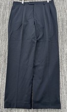 VTG Men  s Relaxed Loose Navy Blue Pleated Dress Pants Trousers 34x32 9  Leg