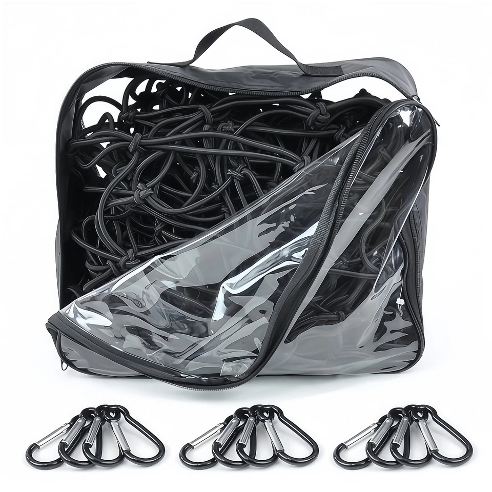 For Nissan Pickup 48in x 72in Elastic Cargo Net Equipped With 12 Aluminum Rope Foto 3 de 4