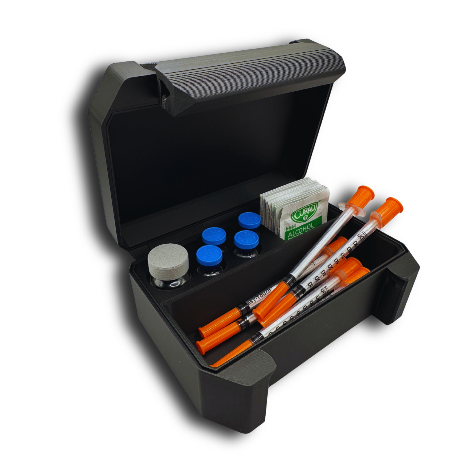 Compact Vial & Syringe Travel Case – Holds 1×10ml, 4×3ml | GLP-1, Insulin, TRT