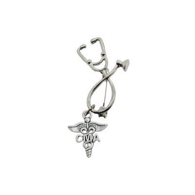 CMA Nursing Pin, Nurse Pin Medical Stethoscope Brooch Silver