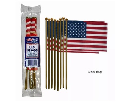 Target Bullseye 2026 4th of July Mini American 8 pack Stick Flags 4x6 Inch NEW