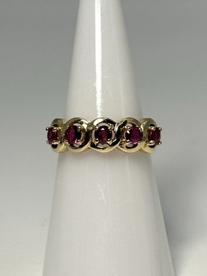 Massiver 14K Gelbgold Bandring & ca. 0,70 ct natürliche Rubine, Gr. 5,75