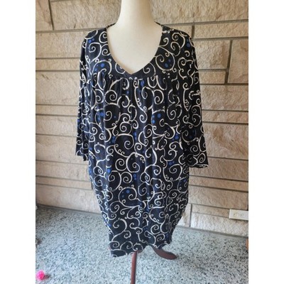 Liz & Me Essentials Women's 4X Black Swirl Print Cotton Tunic Dress
