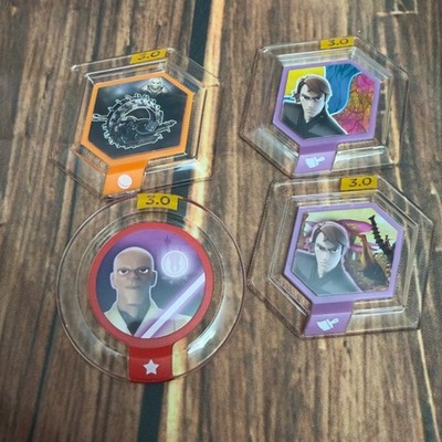 Disney Infinity 3.0 Star Wars Power Discs Lot Mace Windu Anakin Grievous x4