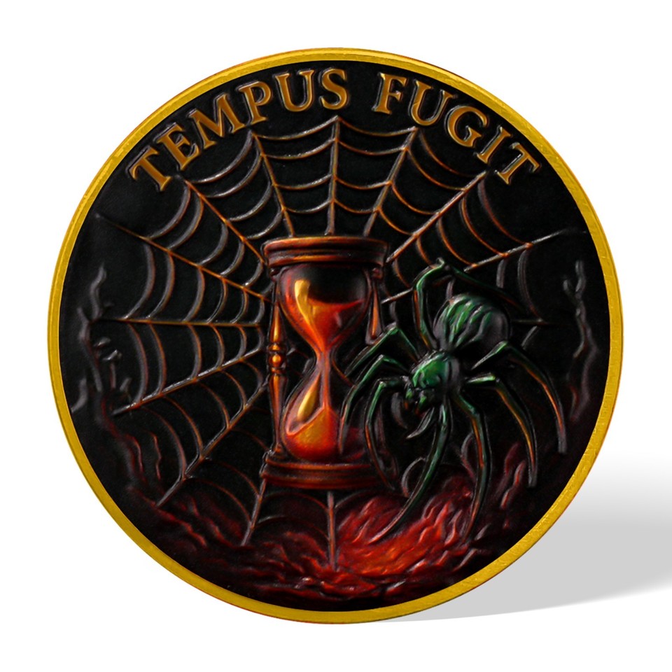 Inspring Memento Mori Coin Spider Skull TEMPUS FUGIT Daily Stoic ...