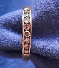 Gold Channel-Set 8 Diamonds Eternity Ring Size K Hallmarked