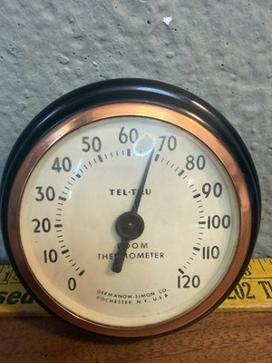 Tel-Tru Germanow-Simon Copper Plated Room Thermometer USA Made 0-120° Vintage