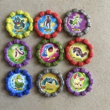 Lot Of 9 Rebota Tazos Pokemon 4 2007 Sabritas Pogs Mexico