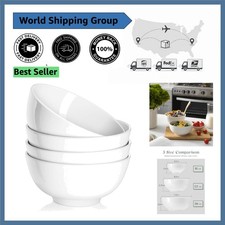 Set of 4 22 OZ Multipurpose White Ceramic Bowls - Microwave Dishwasher Safe
