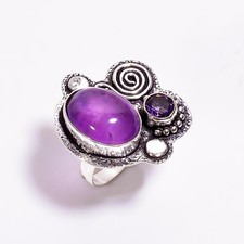 925 Sterling Silver Jewelry Natural Amethyst Gemstone Ring 8.25 US Gift For Her
