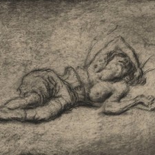 Reinhold Junghanns Halbakt weiblich liegend Orig Radierung signiert um 1915