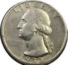 1932 Washington Silver Quarter - First Year issue XF Detail - 90% Silver