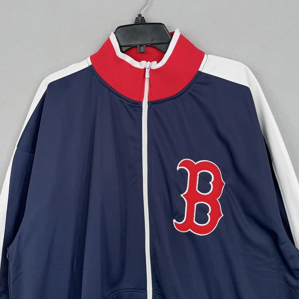 Chaqueta de los Medias Rojas de Boston para Hombres 2XL Azul Marino Rojo MLB Béisbol Cremallera Completa Calentamiento de Pista Foto 2 de 4