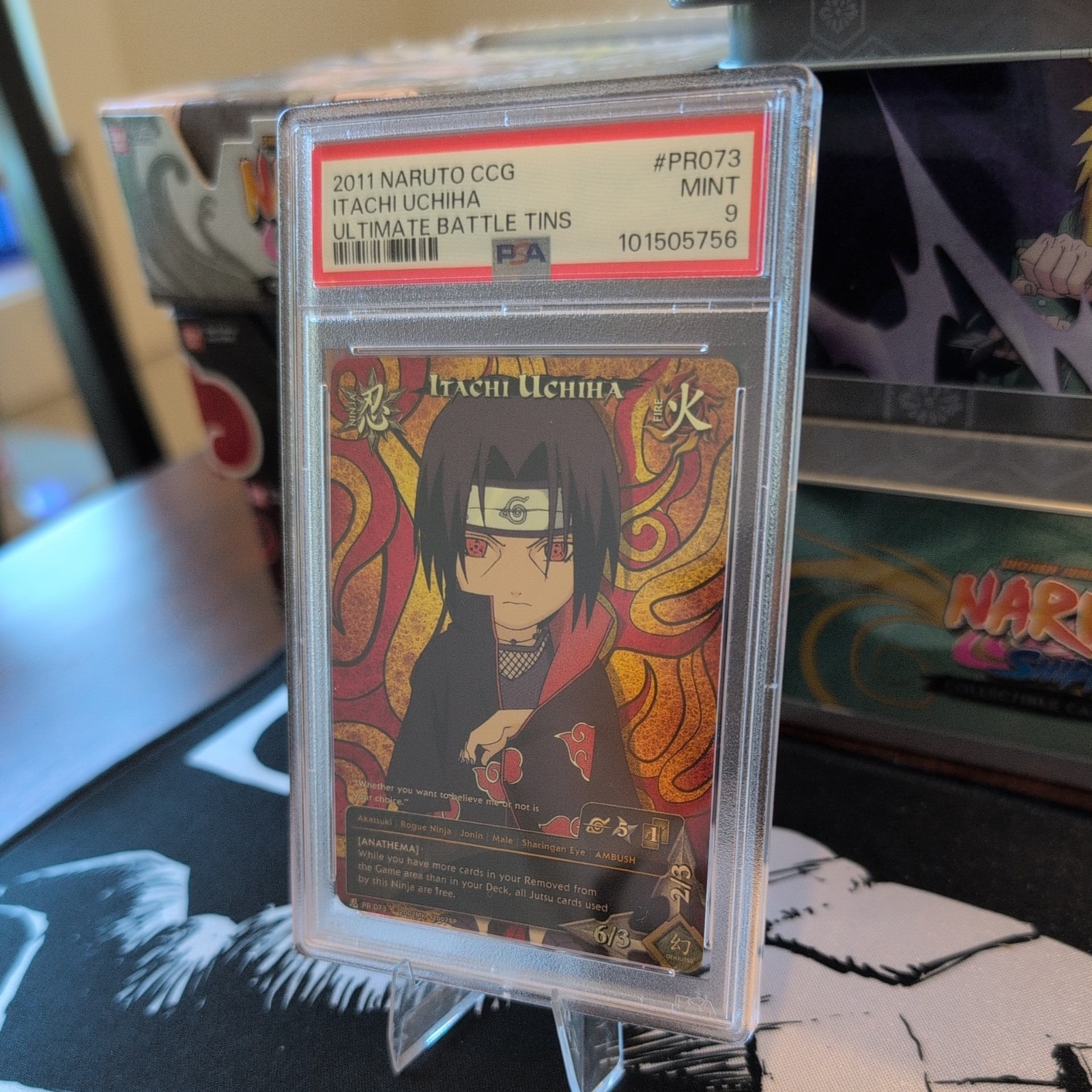 2011 NARUTO CCG ULTIMATE BATTLE TINS #PR073 ITACHI UCHIHA PSA 9 MINT