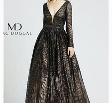 Black Mac Duggal Women's Long Sleeve BALL GOWN DRESS WORN ONCE EXCELLENT CNDTN