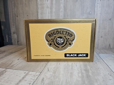 Lot of 5 Rigoletto Black Jack Wooden Empty Cigar Boxes   Yellow Tampa FL VGT