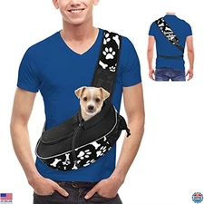 Stylish Black Dog Sling Carrier - Hands-Free Bag for Small Pets Under 5 lbs
