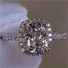 Fashion Princess Cut White Sapphire Ring Bridal Gifts Jewelry Wedding