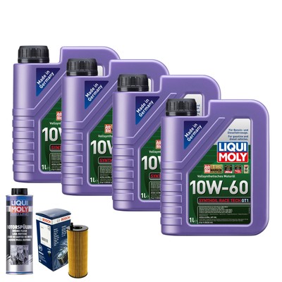 Motoröl 10W60 LIQUI MOLY Synthoil Race Gt1 4L+BOSCH Ölfilter +Spülung