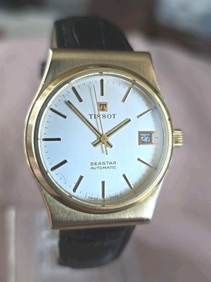 Herren Armbanduhr Vintage vergoldet TISSOT SEASTAR Datum Automatik 1982 